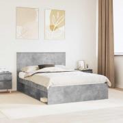 vidaXL Sängram med huvudgavel Betong 140 x 190 cm Massiv furu