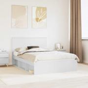 vidaXL Sängram med huvudgavel Vit 135 x 190 cm Massiv furu