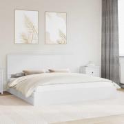 vidaXL Förvaringssäng med huvudgavel Vit 200 x 200 cm Konstruerat trä