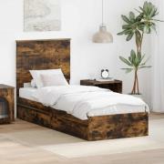 vidaXL Förvaringssäng med låda Rökt ek 75 x 190 cm Konstruerat trä