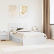 vidaXL Sängram med huvudgavel Vit 120 x 200 cm Massiv furu