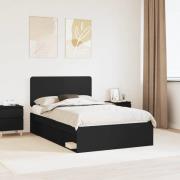 vidaXL Sängram med huvudgavel Svart 120 x 190 cm Massiv furu