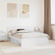 vidaXL Sängram med huvudgavel Vit 160 x 200 cm Massiv furu