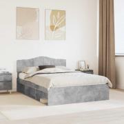 vidaXL Sängram med huvudgavel Betong 140 x 200 cm Massiv furu