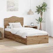 vidaXL Sängram med huvudgavel Artisan Ek 90 x 190 cm Konstruerat trä