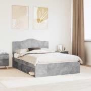 vidaXL Sängram med huvudgavel Betong 140 x 200 cm Massiv furu