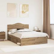 vidaXL Sängram med huvudgavel Artisan Ek 140 x 190 cm Massiv furu