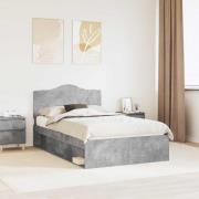 vidaXL Sängram med huvudgavel Betong 120 x 200 cm Massiv furu