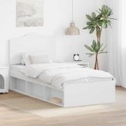 vidaXL Sängram med huvudgavel Vit 100 x 200 cm Massiv furu