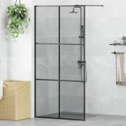 vidaXL Walk-in Duschvägg Svart 100 x 195 cm härdat glas