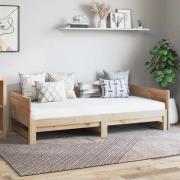 vidaXL Utdragbar Dagbädd Naturfärg 180 x 200 cm Massiv furu
