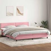 vidaXL Ramsäng med madrass rosa 180x210 cm sammet
