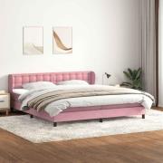 vidaXL Resårsäng med madrasser rosa 180x210 cm sammet