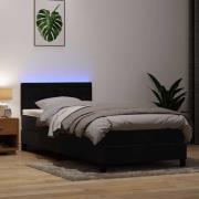 vidaXL Resårsäng med madrass och LED svart 90x210 cm sammet