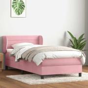 vidaXL Ramsäng med madrass rosa 90x210 cm sammet