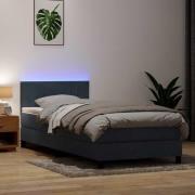vidaXL Resårsäng med madrass och LED mörkgrå 80x210 cm sammet