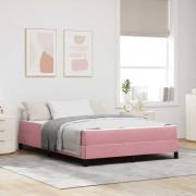 vidaXL Bäddfjäder med madrass Rosa 160 x 220 cm tyg