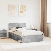 vidaXL Sängram med huvudgavel Betong 120 x 200 cm Massiv furu