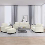 vidaXL Soffgrupp med dynor 4 delar gräddvit sammet