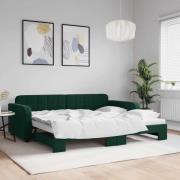 vidaXL Dagbädd utdragbar mörkgrön 90x200 cm sammet