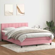 vidaXL Ramsäng med madrass rosa 140x220 cm sammet