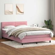vidaXL Ramsäng med madrass rosa 140x210 cm sammet
