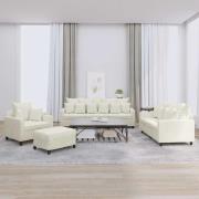 vidaXL Soffgrupp med dynor 4 delar gräddvit sammet