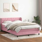 vidaXL Ramsäng med madrass rosa 160x220 cm sammet