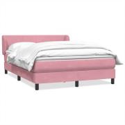 vidaXL Ramsäng med madrass rosa 140x210 cm sammet
