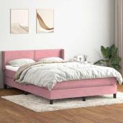 vidaXL Ramsäng med madrass rosa 160x210 cm sammet