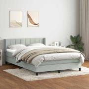 vidaXL Ramsäng med madrass ljusgrå 160x210 cm sammet