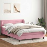 vidaXL Ramsäng med madrass rosa 140x220 cm sammet