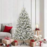 vidaXL Konstgjord julgran Grön och Vit 180 cm PVC och metall