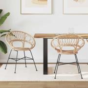 vidaXL Matstol 2 pcs Naturfärg 65 x 55,5 x 81 cm Rattan och Järn