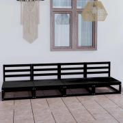 vidaXL Trädgårdssoffa 4-sits svart massiv furu