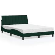 vidaXL Bed with Mattress "Hanko" Dark Green 140x190 cm Velvet
