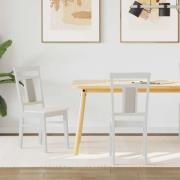 vidaXL Matstol 2 pcs Vit Massiv Gummiträ