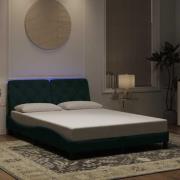 vidaXL Bed Frame with LED without Mattress Dark Green 140x200 cm Velve...