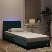 vidaXL Bed Frame with LED without Mattress "Hanko" Dark Green 90x200 c...
