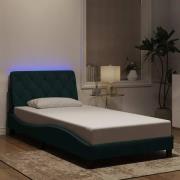 vidaXL Bed Frame with LED without Mattress Dark Green 100x200 cm Velve...