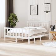 vidaXL Sängram massiv furu 135x190 cm vit
