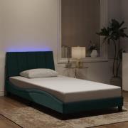 vidaXL Bed Frame with LED without Mattress "Hanko" Dark Green 100x200 ...