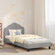 vidaXL Barnsängram med sänggavel Ljusgrå 90 x 200 cm Sammet