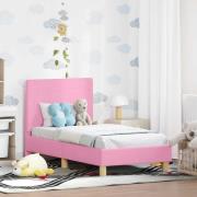 vidaXL Sängram för småbarn med huvudgavel Rosa 70 x 140 cm tyg