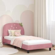 vidaXL Barnsängram med sänggavel Rosa 90 x 200 cm Sammet