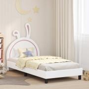 vidaXL Barnsängram med sänggavel med huvudgavel Vit 90 x 200 cm PU