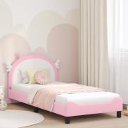 vidaXL Barnsängram med sänggavel med huvudgavel Rosa 90 x 190 cm PU