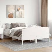 vidaXL Sängram utan madrass vit 150x200 cm massiv furu