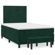 vidaXL Ramsäng med madrass mörkgrön 120x190 cm sammet