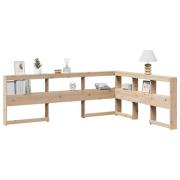 vidaXL Bokhylla sänggavel L-formad 150 cm massiv furu